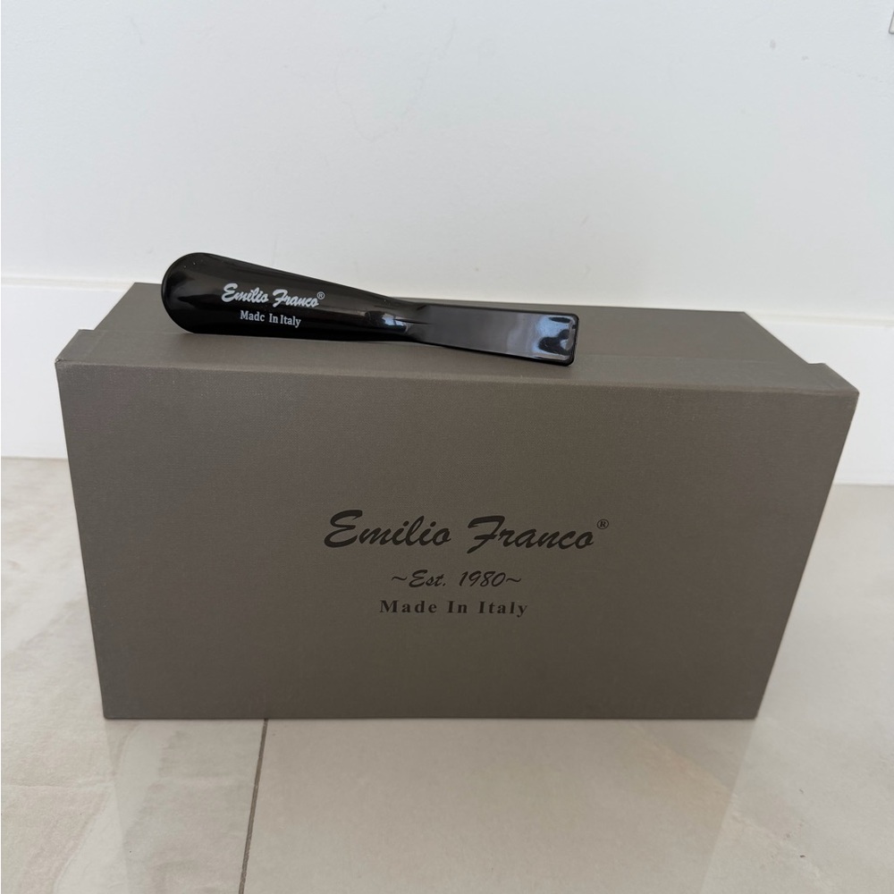 Emilio Franco Logo Shoe Horn and Shoebox with Tissue Paper PRICED TO SELL